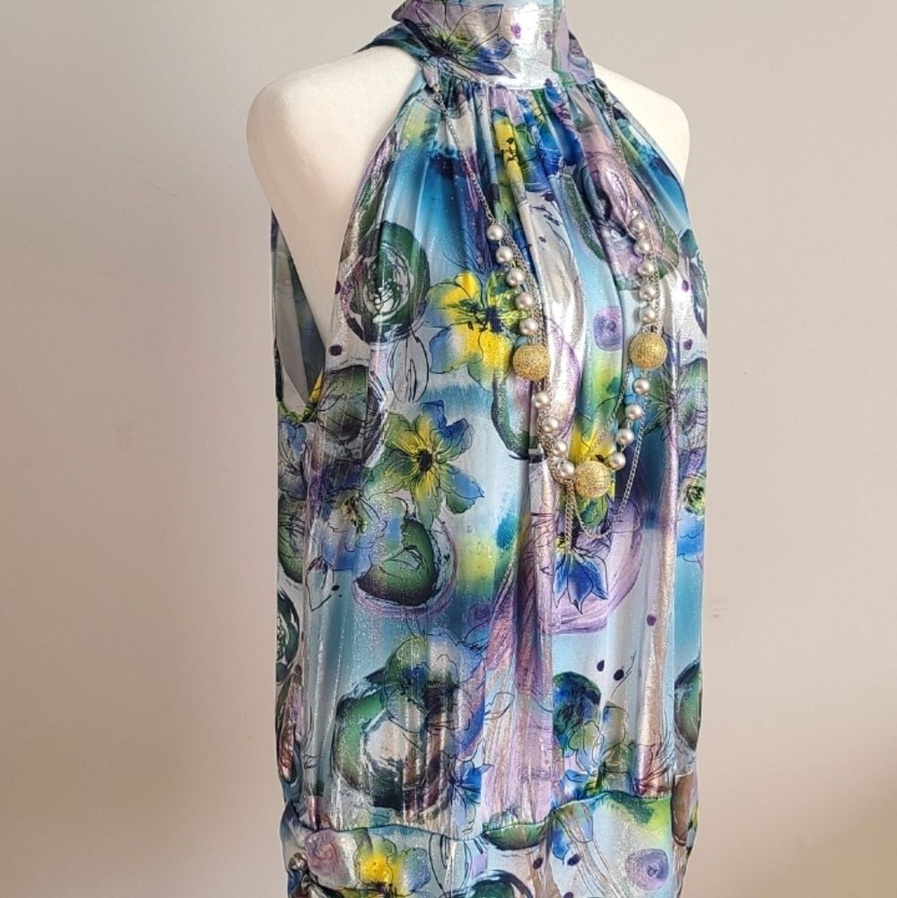 Elegant Multicolor Halter Blouse By Sandrea Size 3X NWOT